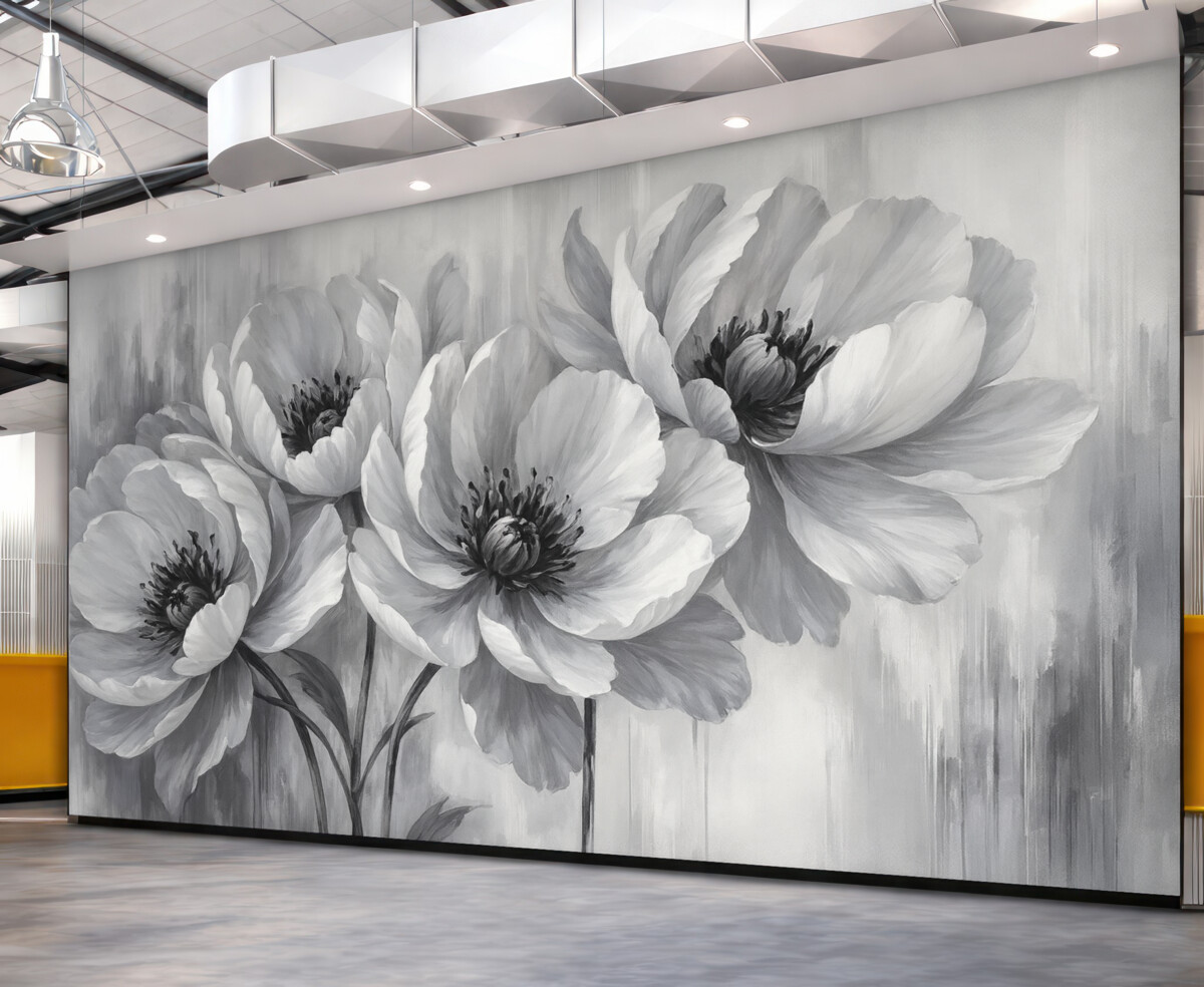 Fototapeta Jednobarwne kwiaty tulipana z delikatnymi, zamglonymi płatkami na jasnym tle.