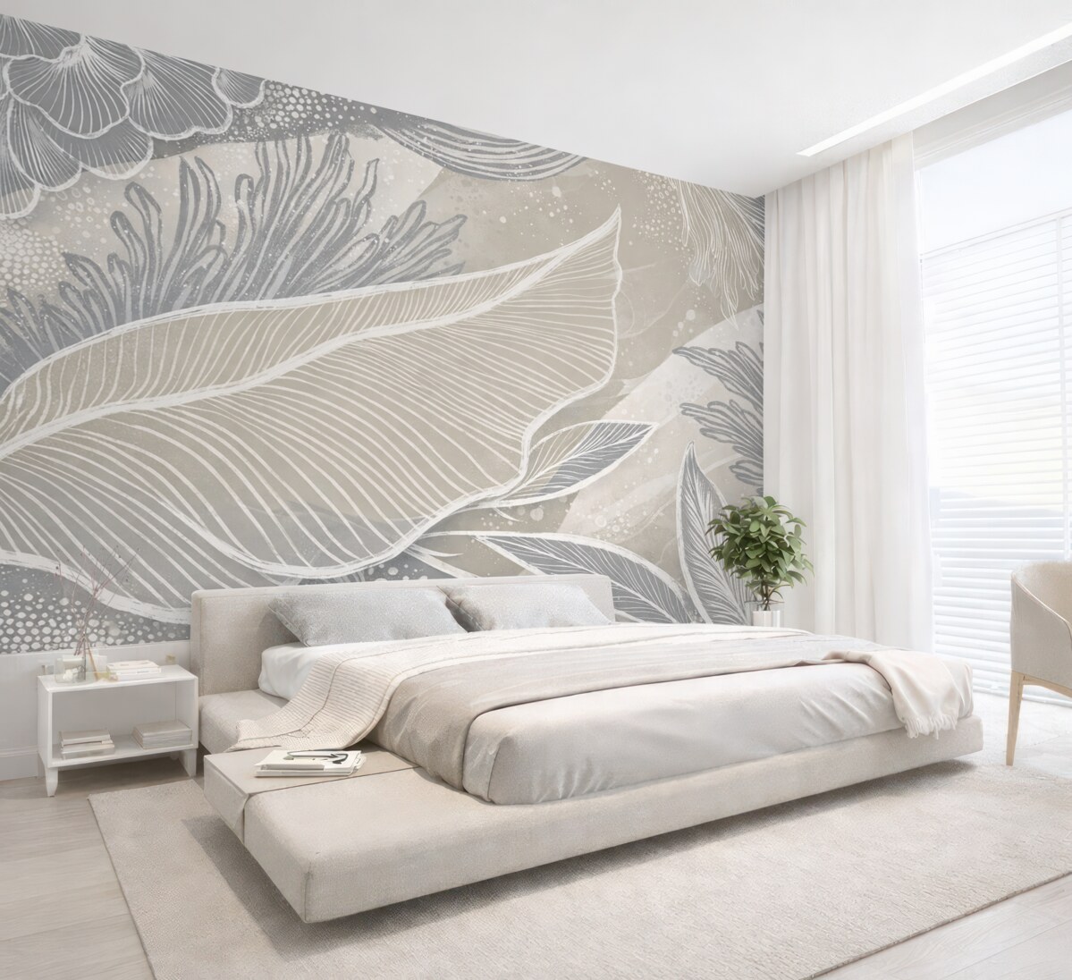 Fototapeta Pastelowy niebiesko-biały abstrakcyjny wzór z naturalnymi kształtami i liniami w subtelnej palecie barw.