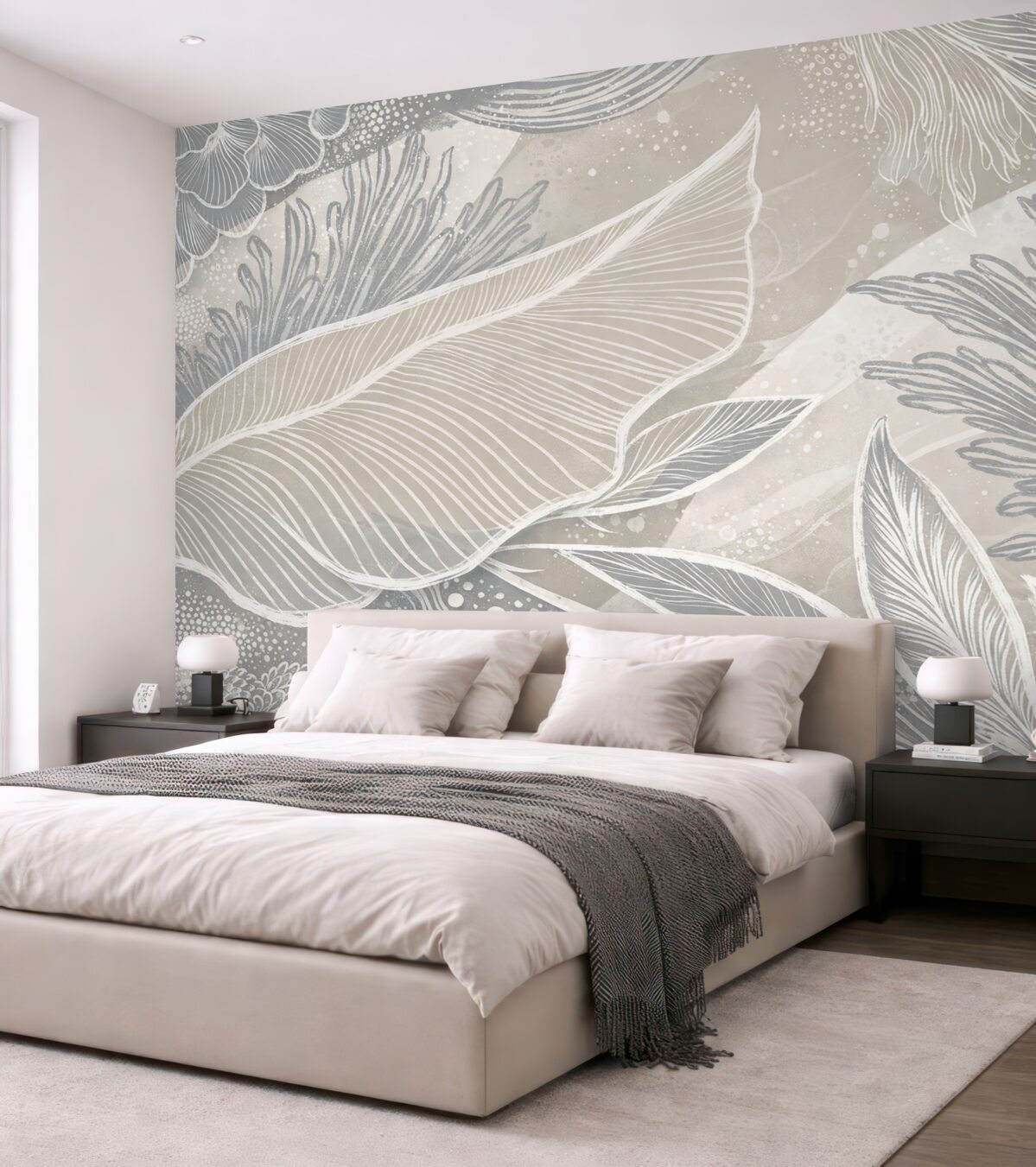 Fototapeta Pastelowy niebiesko-biały abstrakcyjny wzór z naturalnymi kształtami i liniami w subtelnej palecie barw.