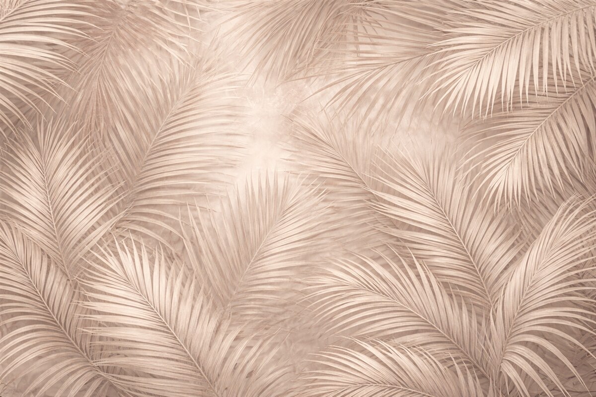 Fototapeta Liście tropikalne w pastelowych odcieniach.