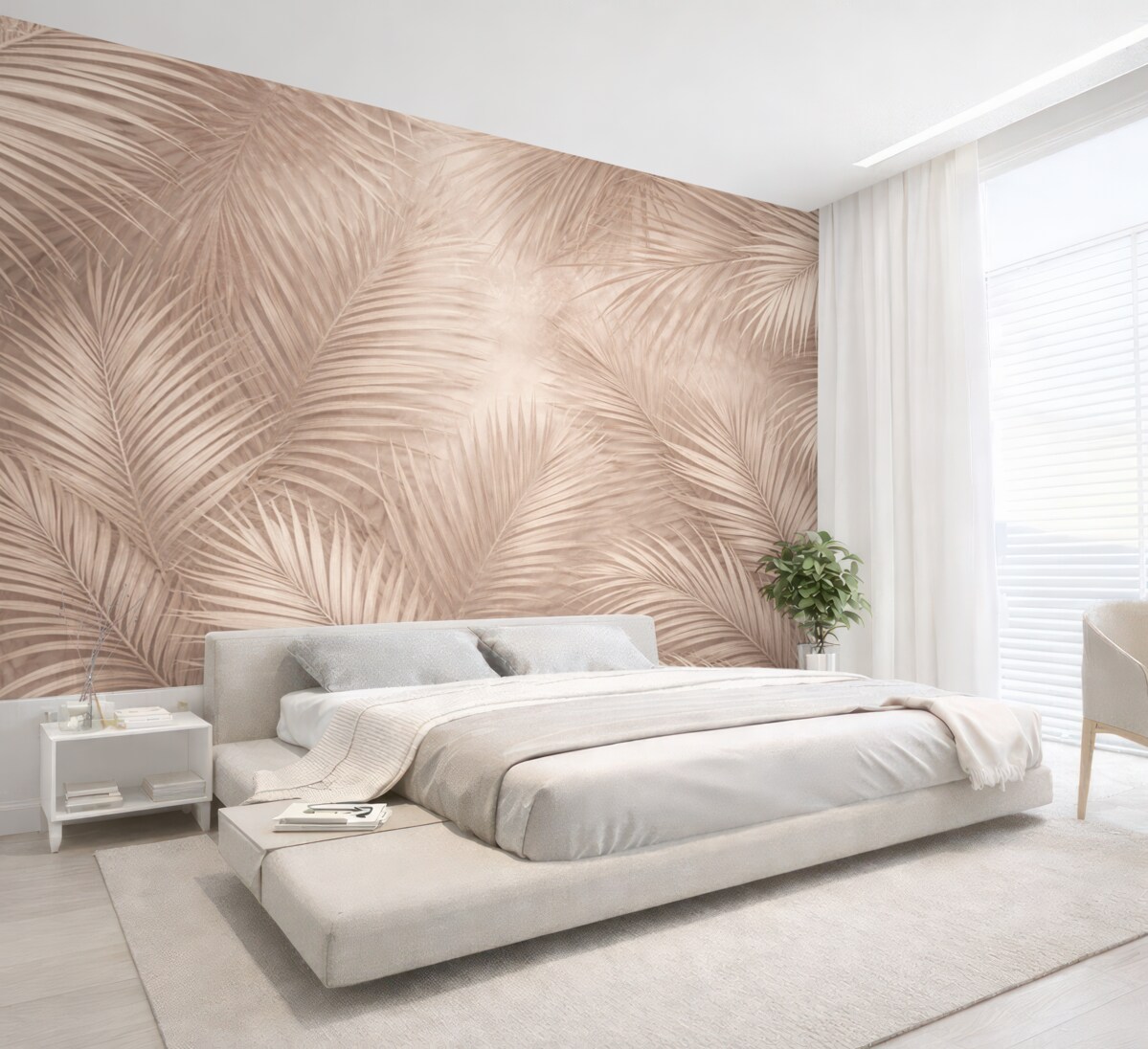 Fototapeta Liście tropikalne w pastelowych odcieniach.