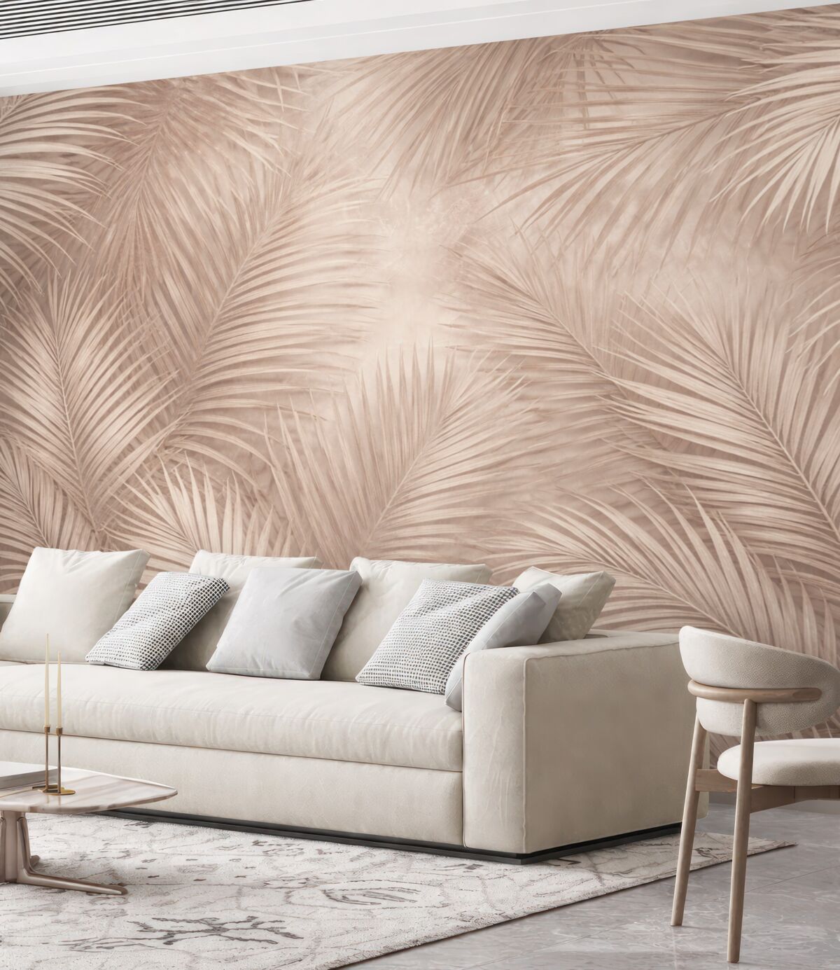 Fototapeta Liście tropikalne w pastelowych odcieniach.