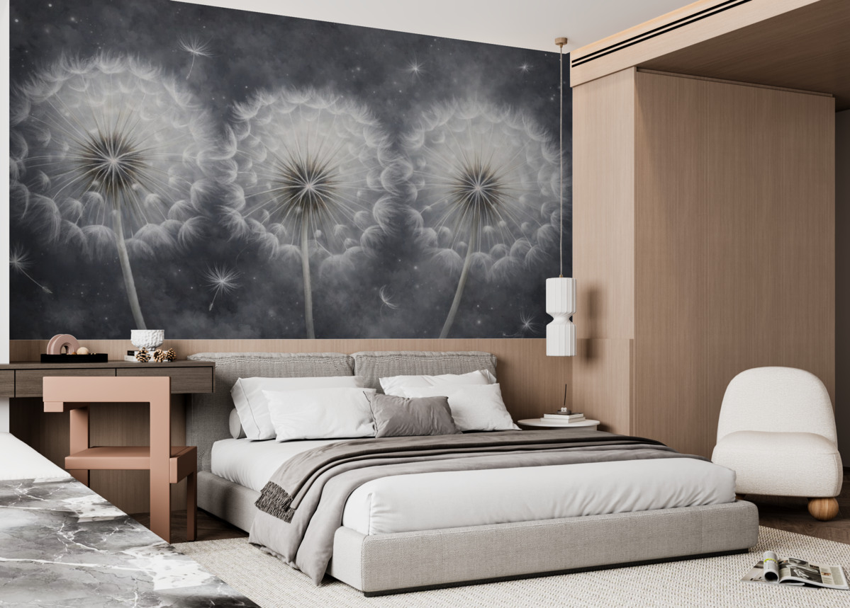 Fototapeta Wielkie, rysowane ręcznie mleczki.