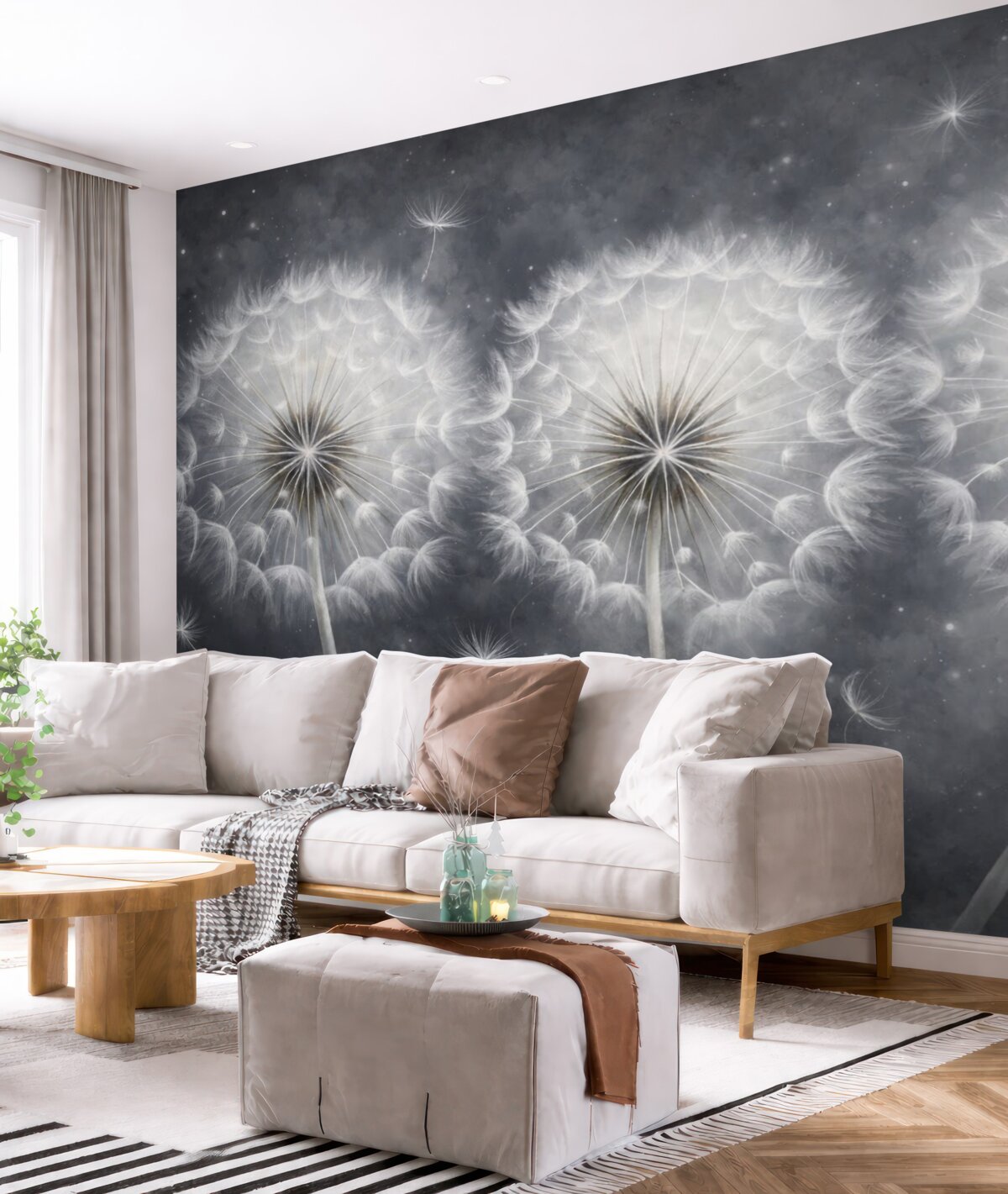 Fototapeta Wielkie, rysowane ręcznie mleczki.