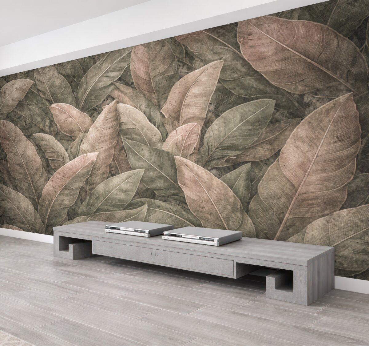 Fototapeta Liście bananowca w retro stylu.