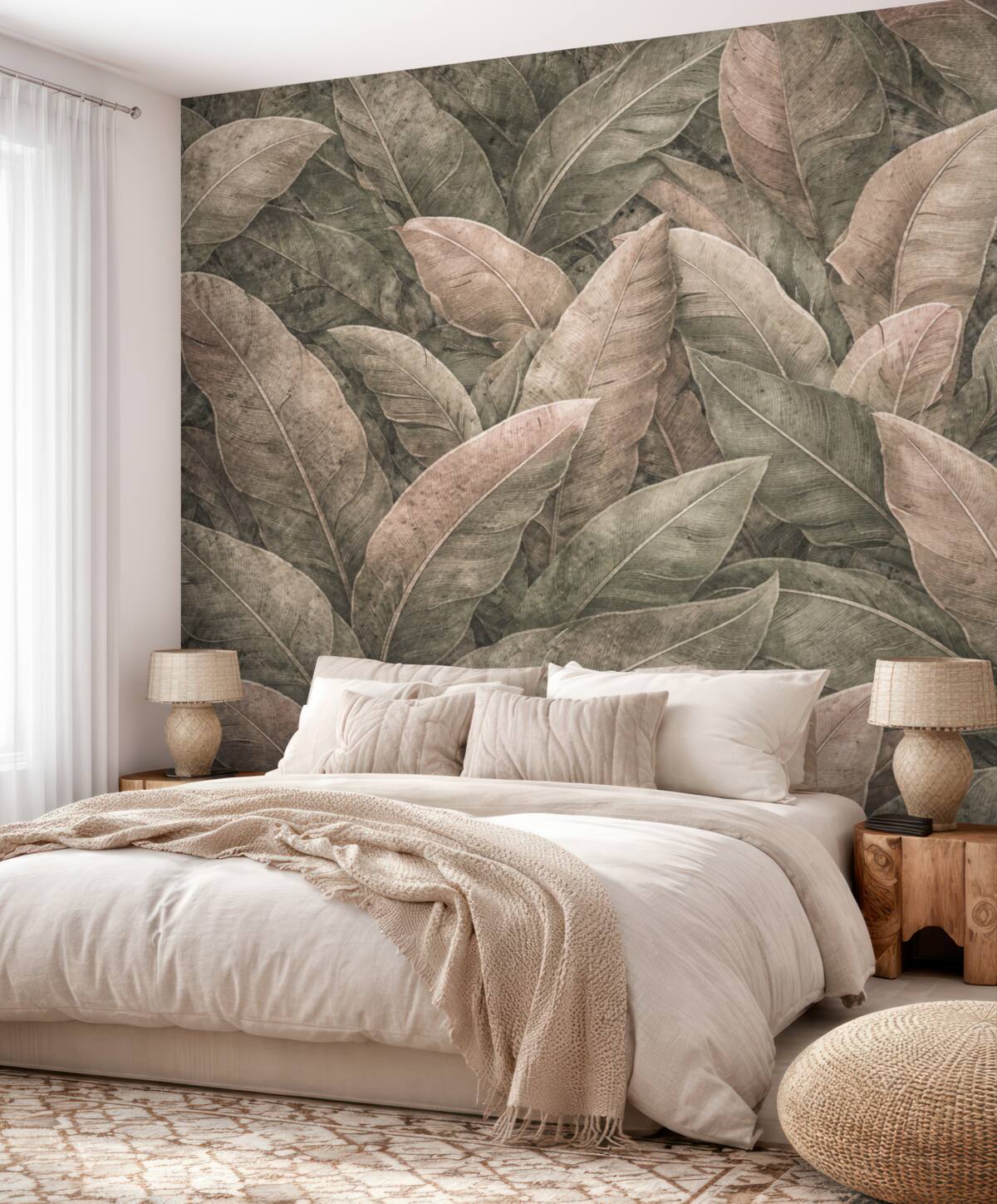 Fototapeta Liście bananowca w retro stylu.