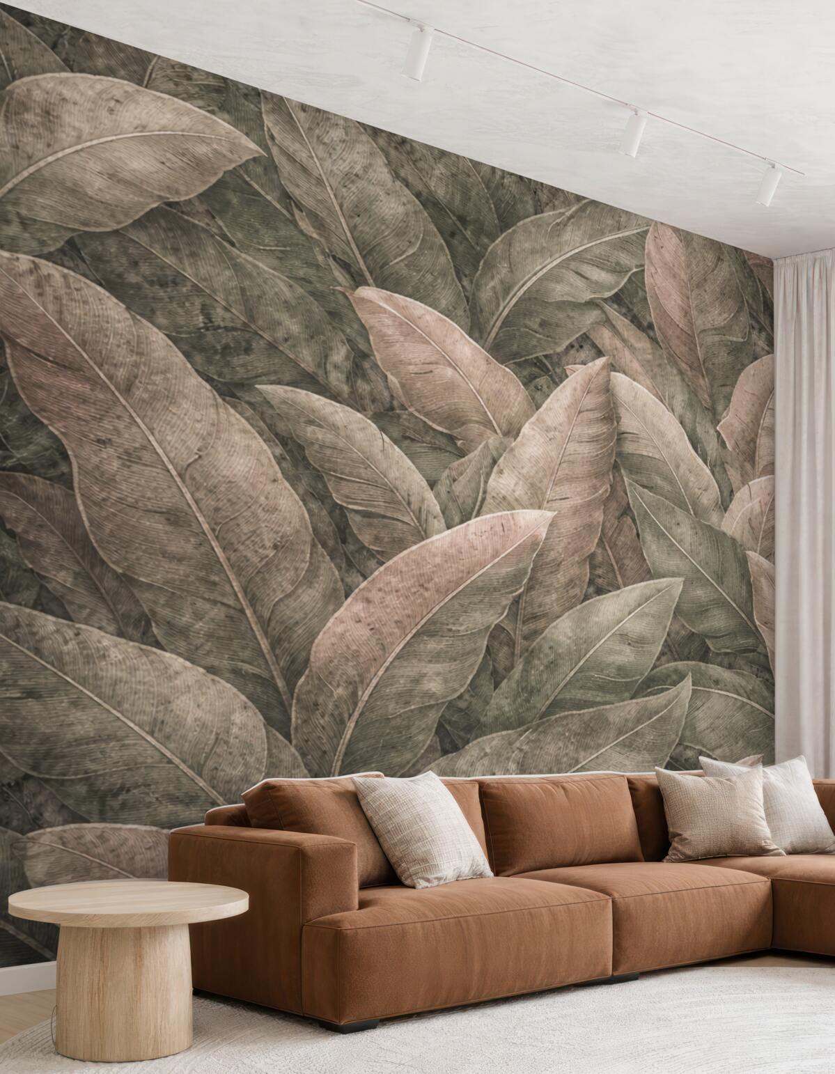 Fototapeta Liście bananowca w retro stylu.