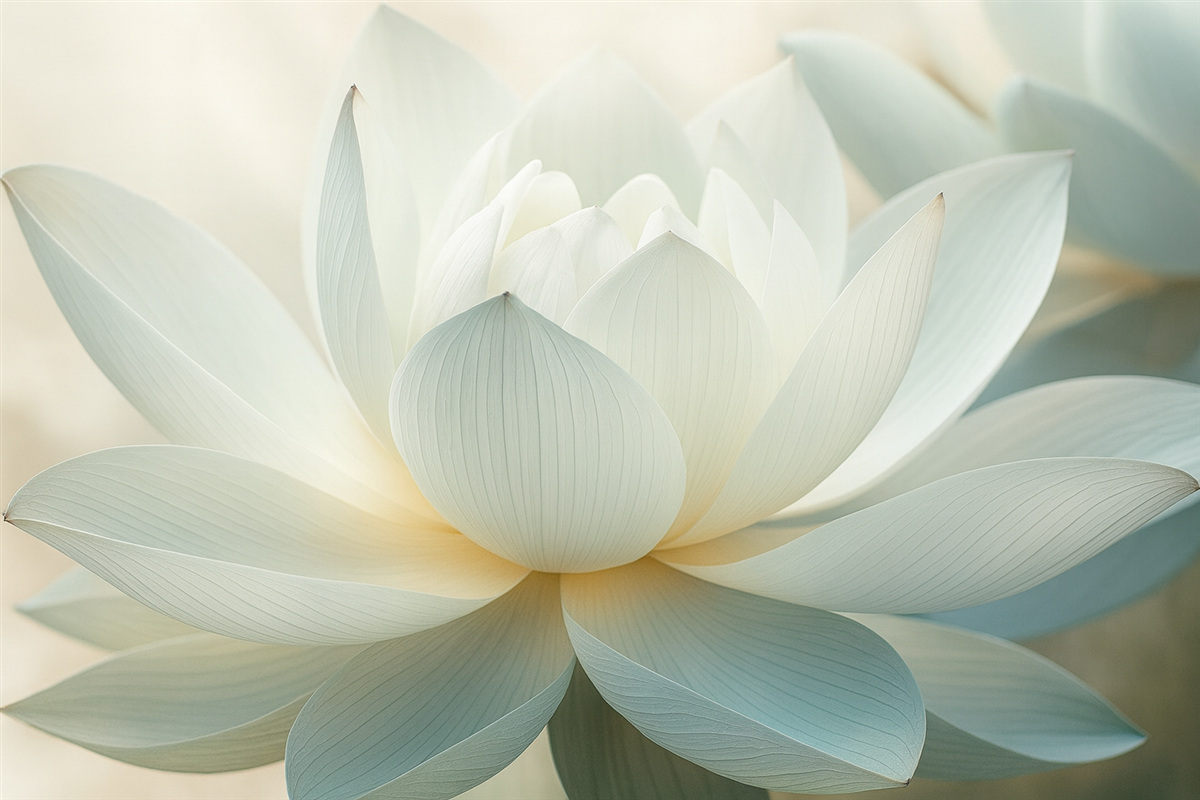 Fototapeta Wytworny lotos w subtelnych barwach.