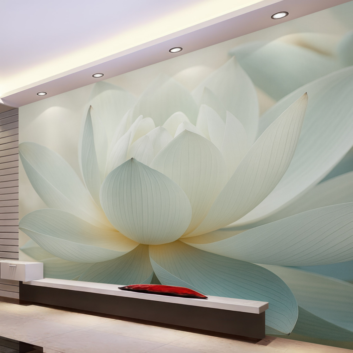 Fototapeta Wytworny lotos w subtelnych barwach.