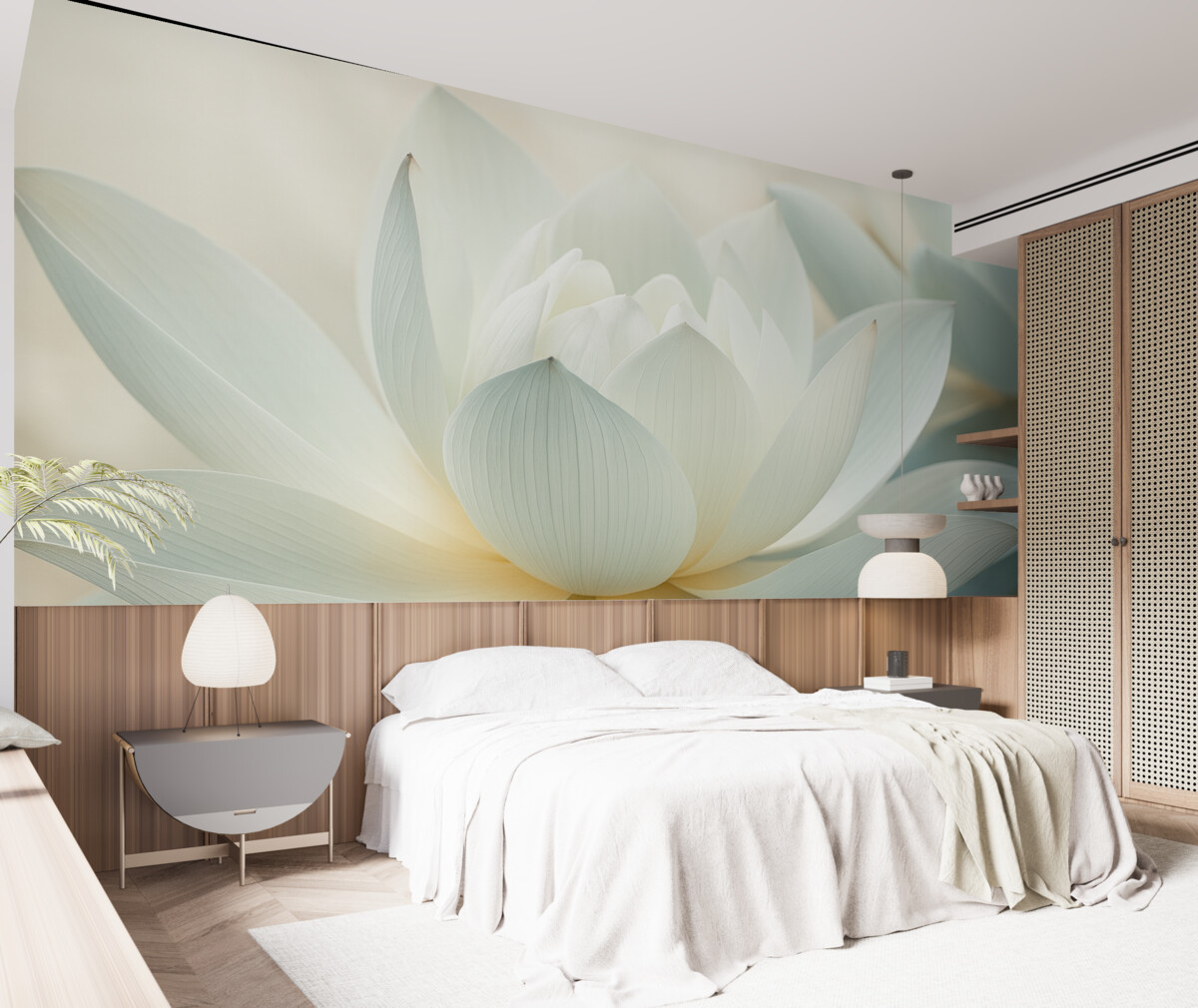 Fototapeta Wytworny lotos w subtelnych barwach.