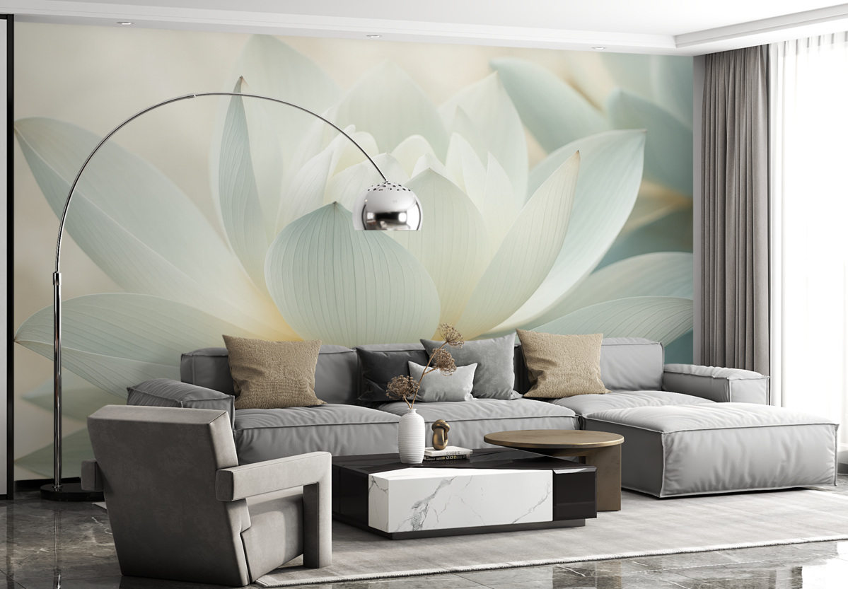 Fototapeta Wytworny lotos w subtelnych barwach.