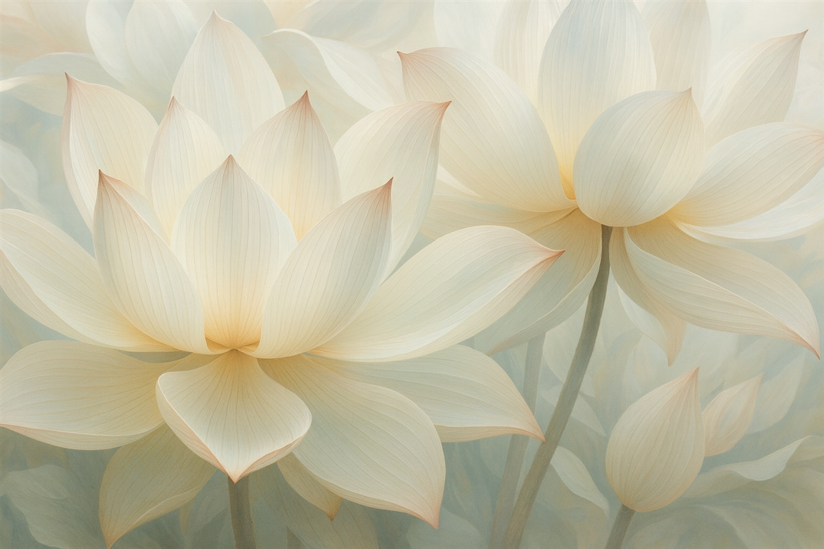 Fototapeta Stylowa kompozycja subtelnych kwiatów lotosu.