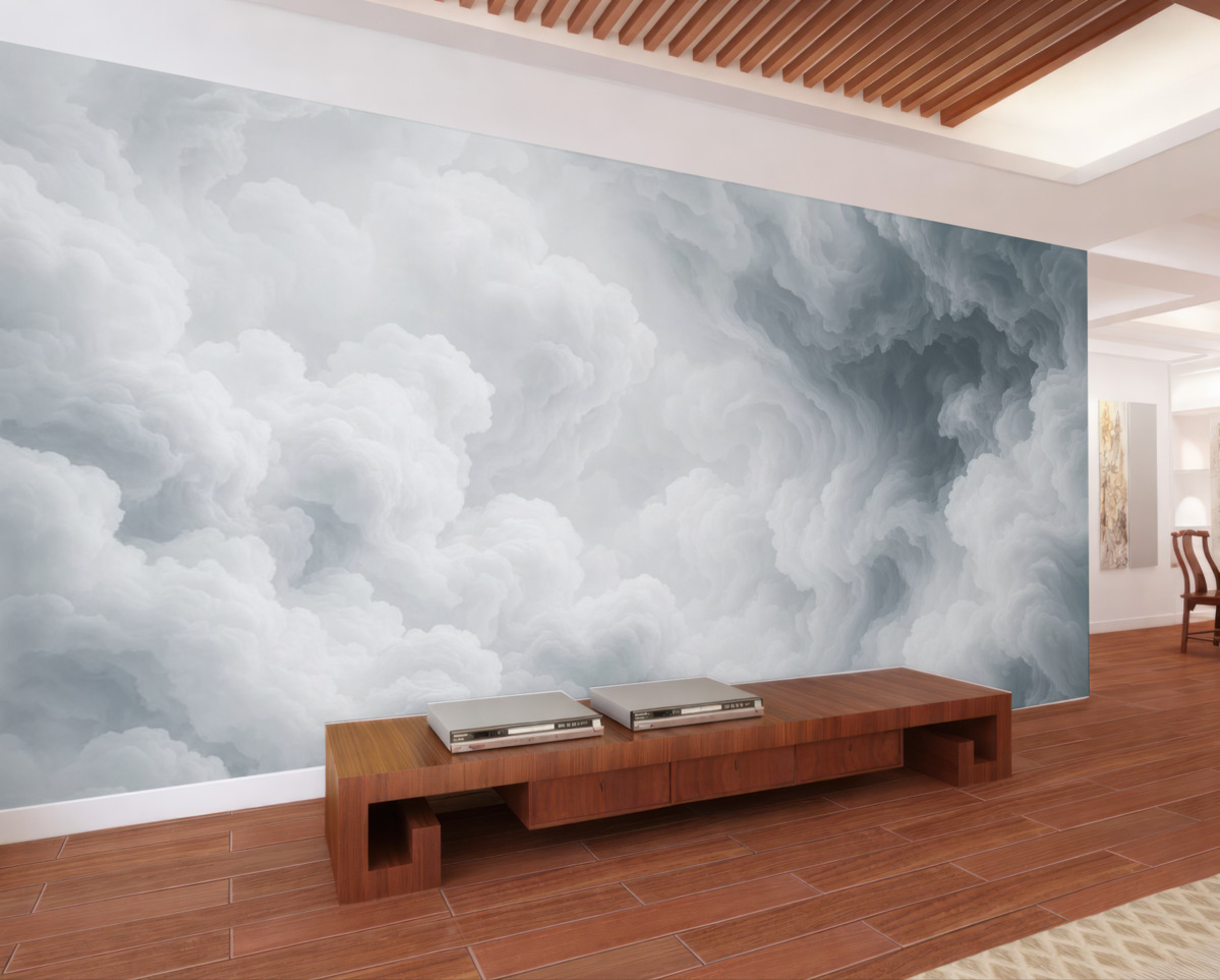 Fototapeta Lekkie białe i niebieskie obłoki wznoszące się na niebie.