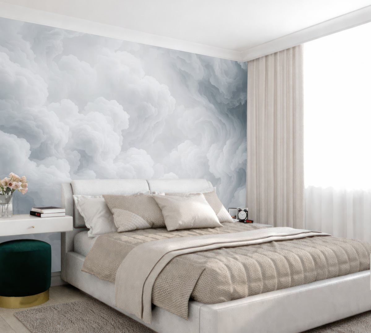 Fototapeta Lekkie białe i niebieskie obłoki wznoszące się na niebie.