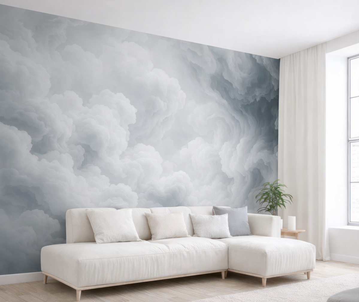 Fototapeta Lekkie białe i niebieskie obłoki wznoszące się na niebie.