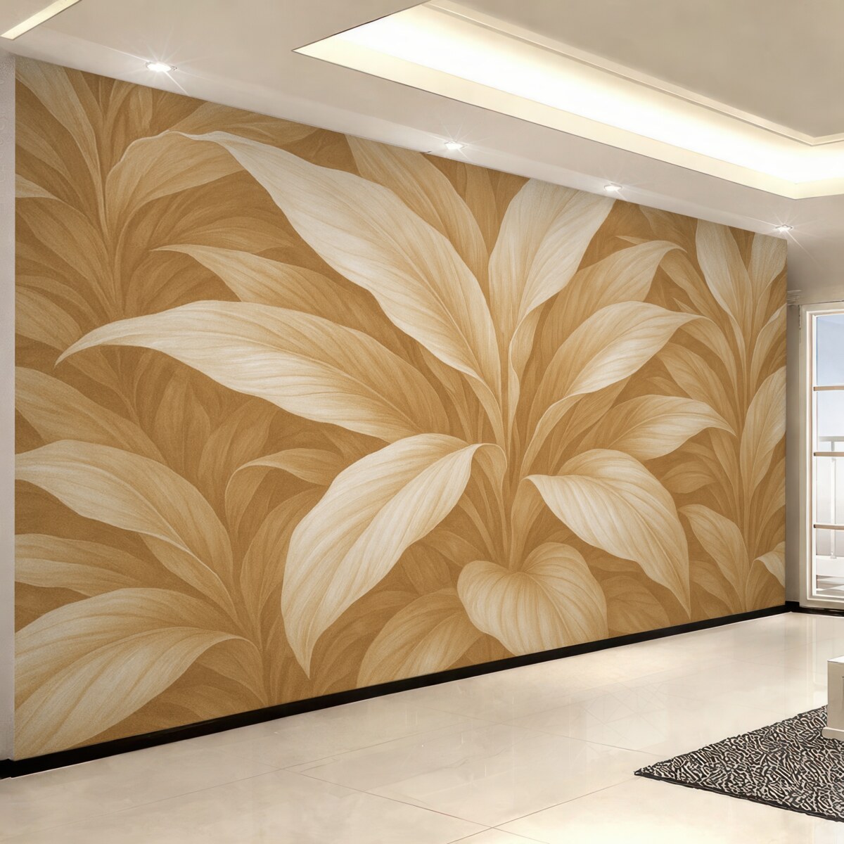 Fototapeta Ogromne liście rośliny w subtelnym różowym odcieniu.