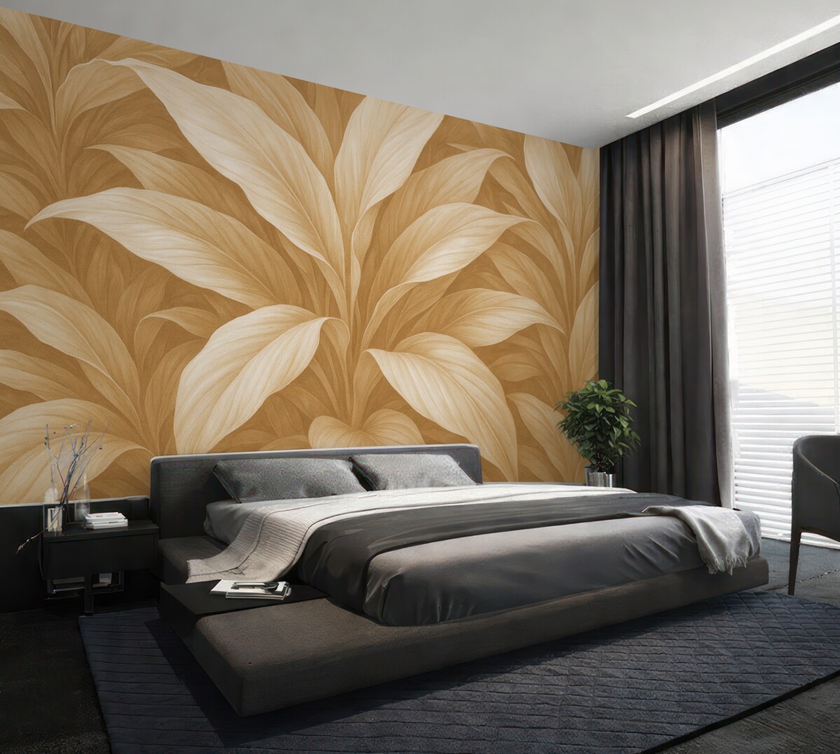 Fototapeta Ogromne liście rośliny w subtelnym różowym odcieniu.