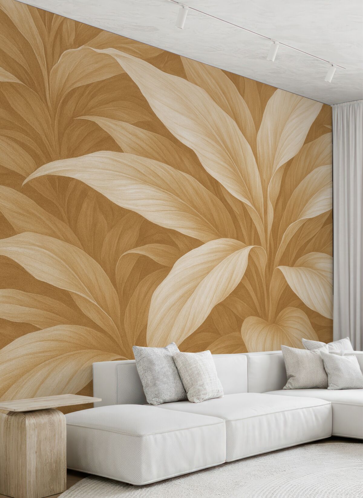 Fototapeta Ogromne liście rośliny w subtelnym różowym odcieniu.