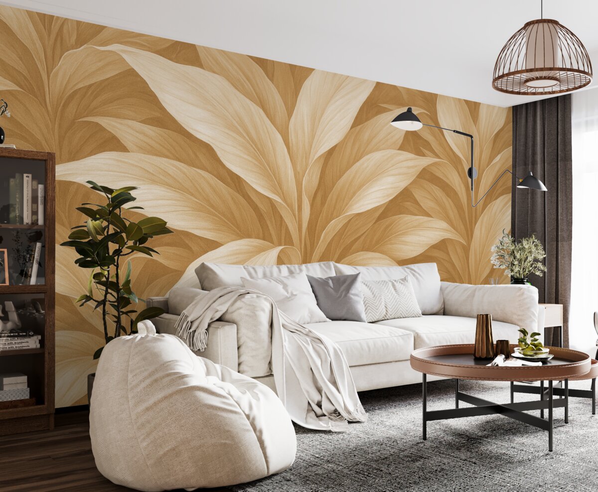 Fototapeta Ogromne liście rośliny w subtelnym różowym odcieniu.