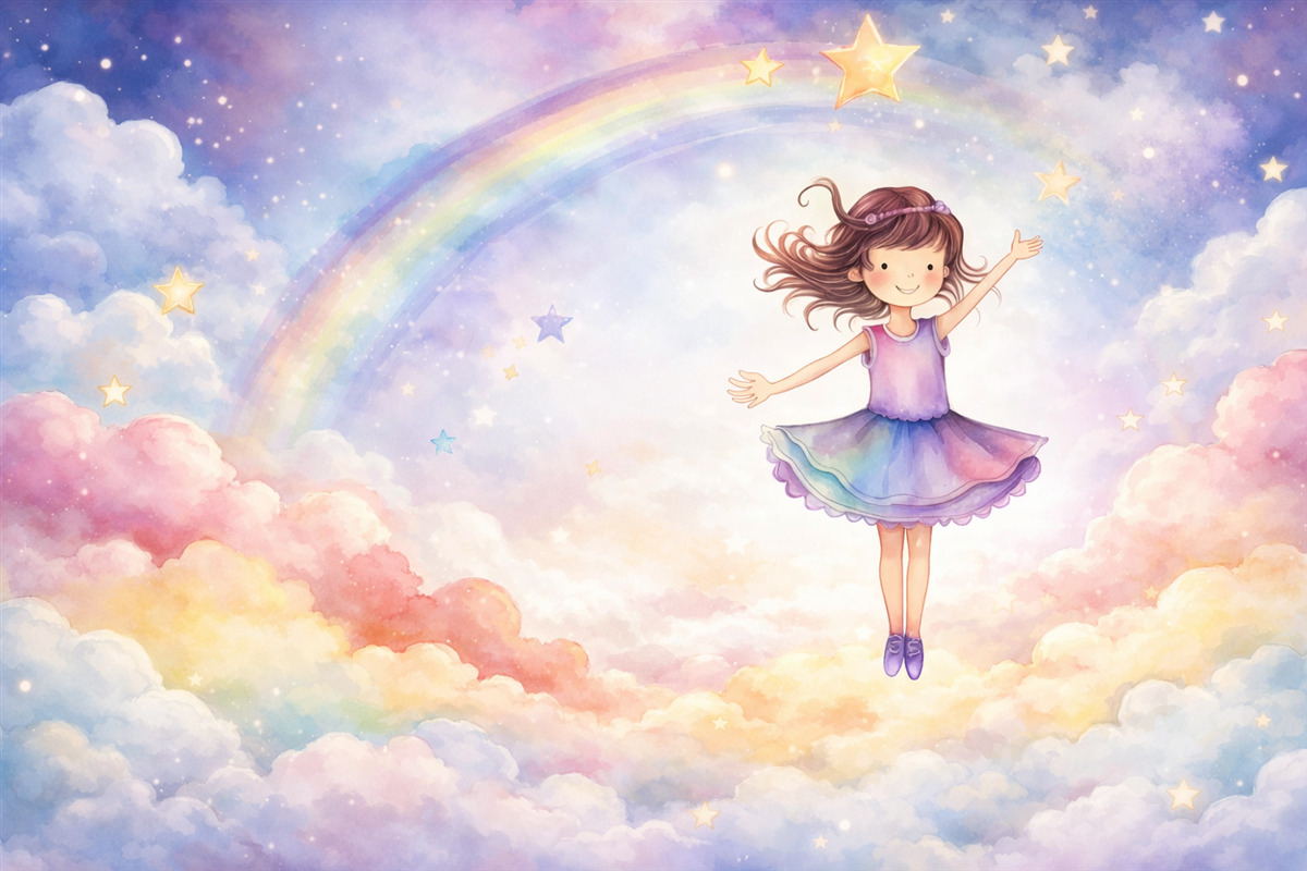 Fototapeta Piękna dziewczyna w obłokach.