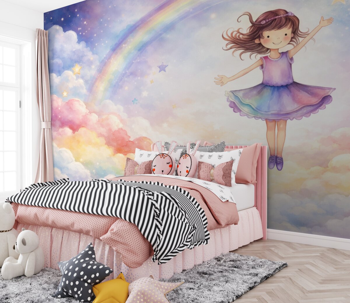 Fototapeta Piękna dziewczyna w obłokach.