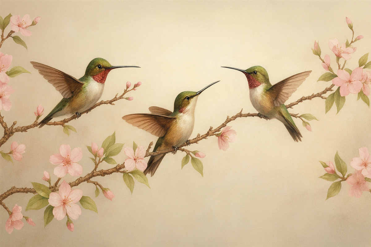 Fototapeta Trzy koliberki.