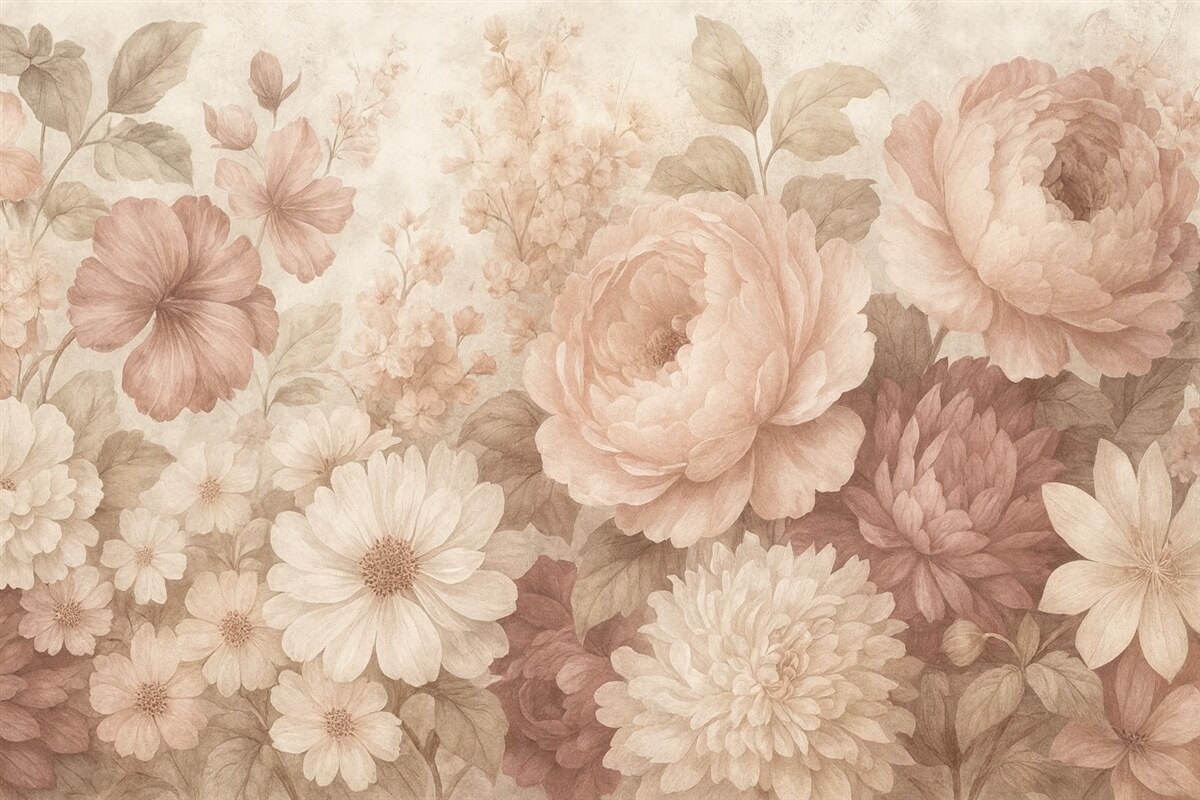 Fototapeta Wielkie kwiaty na postarzałym tle.