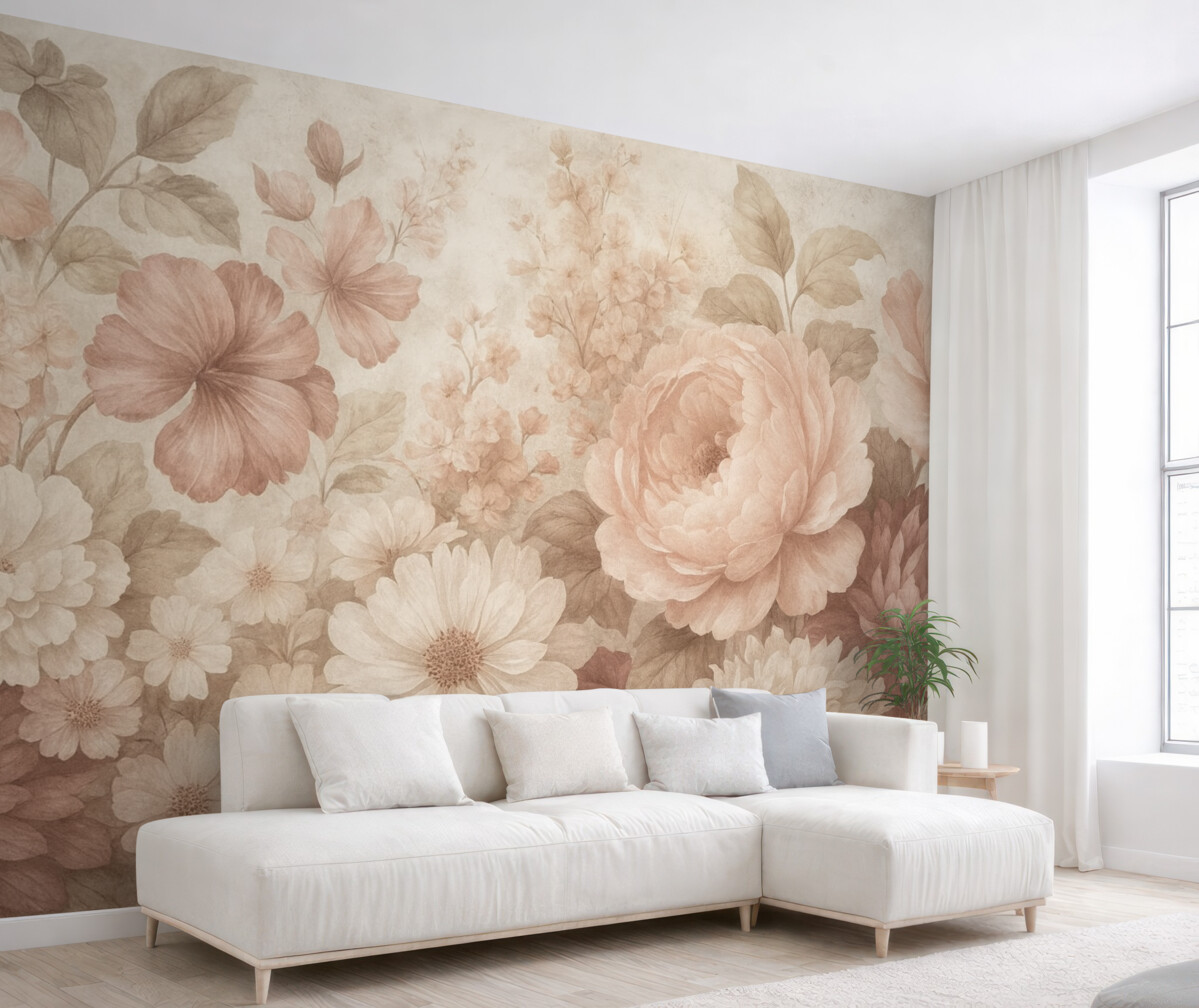 Fototapeta Wielkie kwiaty na postarzałym tle.