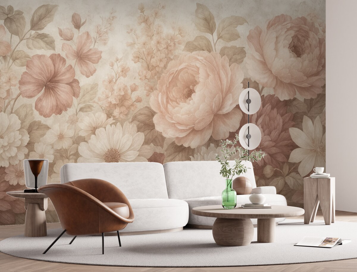 Fototapeta Wielkie kwiaty na postarzałym tle.