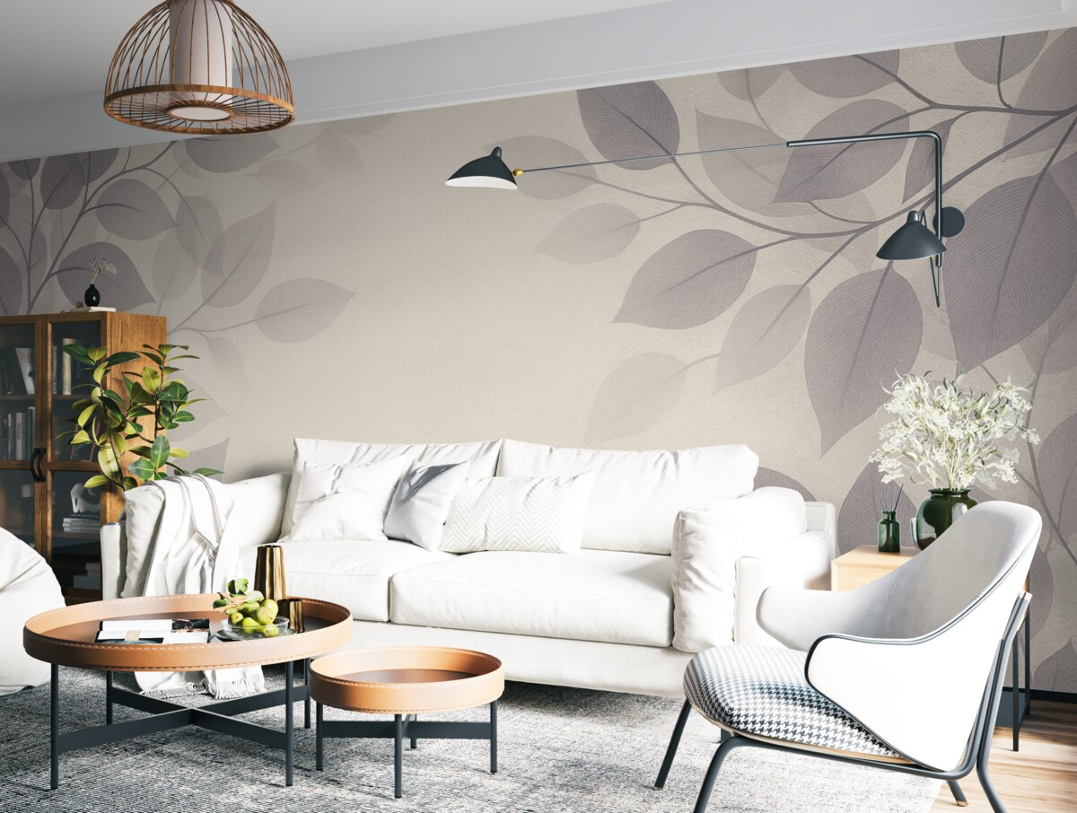 Fototapeta Zawieszone gałęzie z liśćmi w kolorach niebieskich.