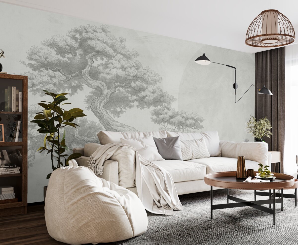 Fototapeta Drzewko bonsai, minimalizm, geometria, grunge, podłoże.