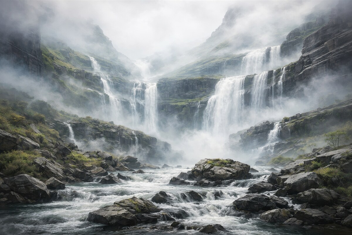 Fototapeta Wodospad w mgły.