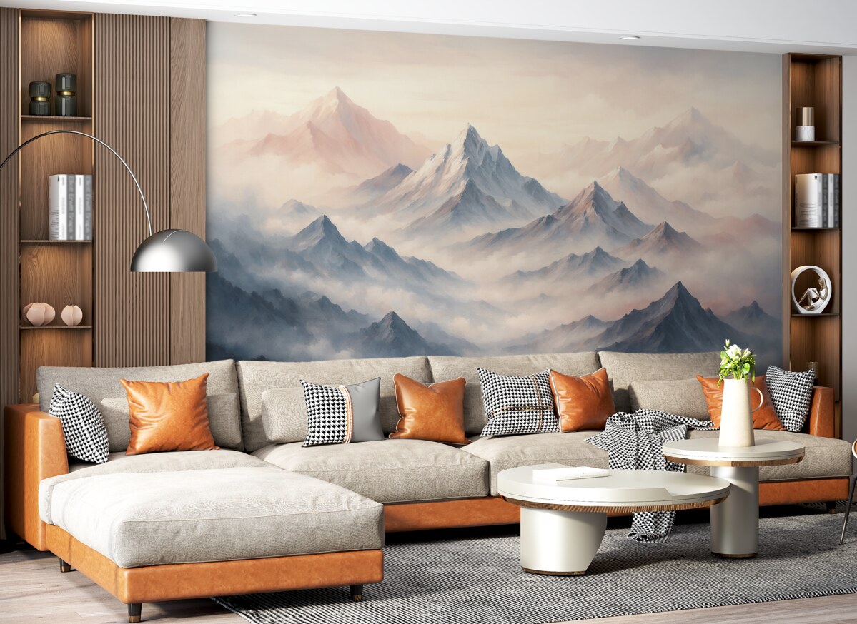 Fototapeta Subtelne akwarelowe szczyty w mgle.