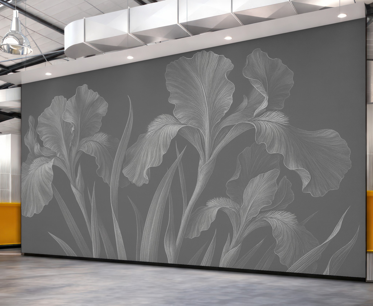 Fototapeta Grawerowanie z irysami