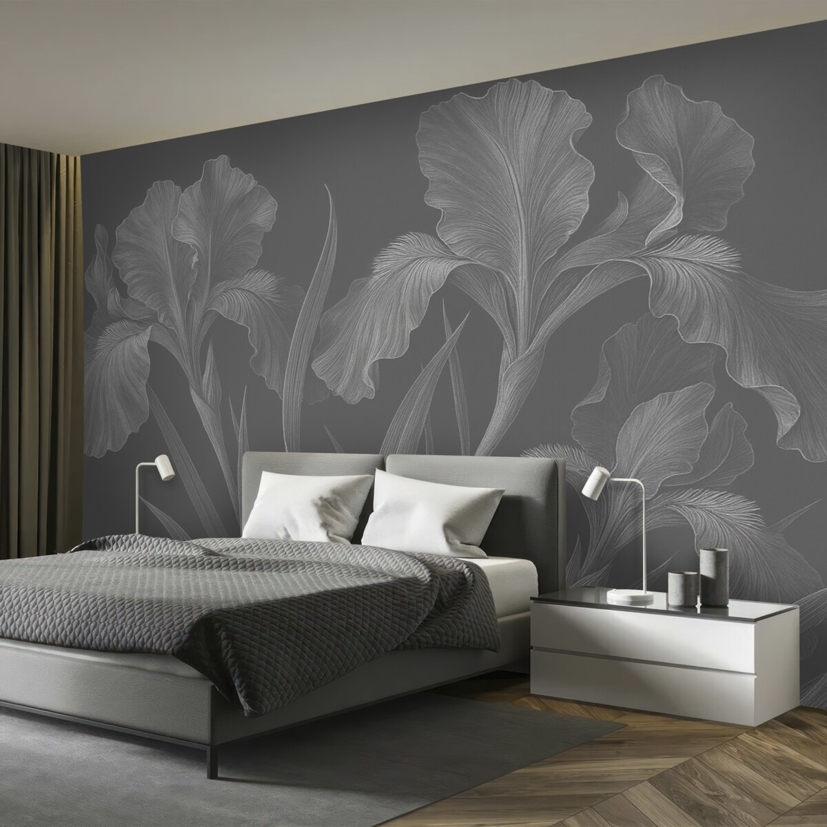 Fototapeta Grawerowanie z irysami