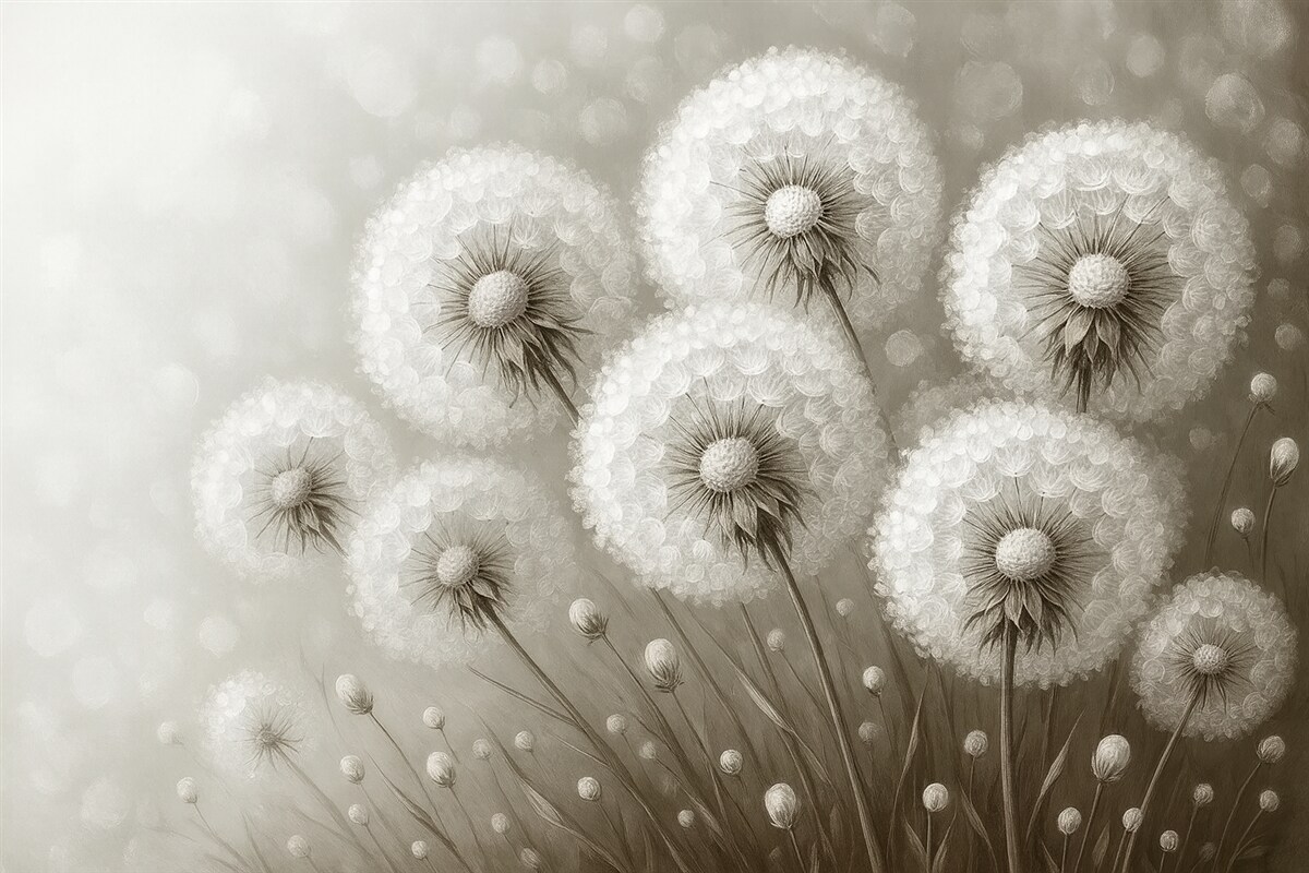 Fototapeta Mlecze na jednolitym tle.