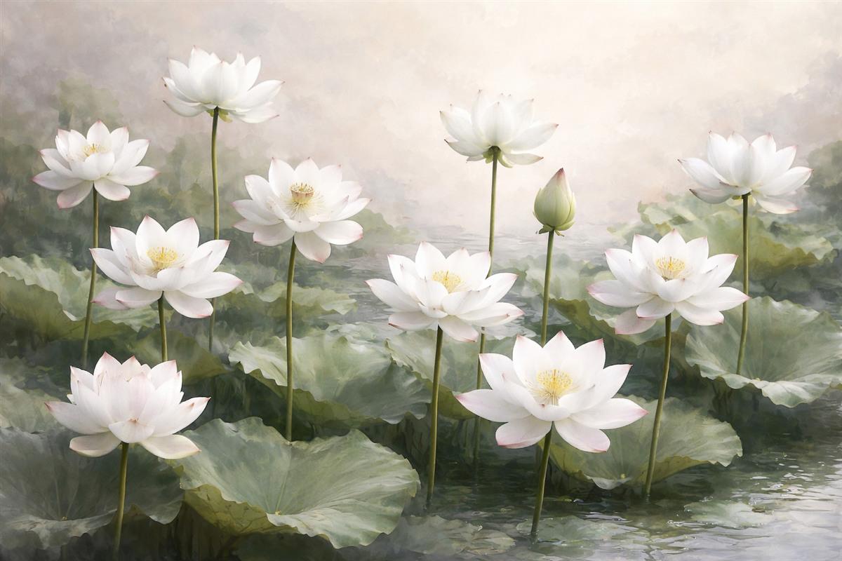 Fototapeta Jasne, subtelne kwiaty lotosu.