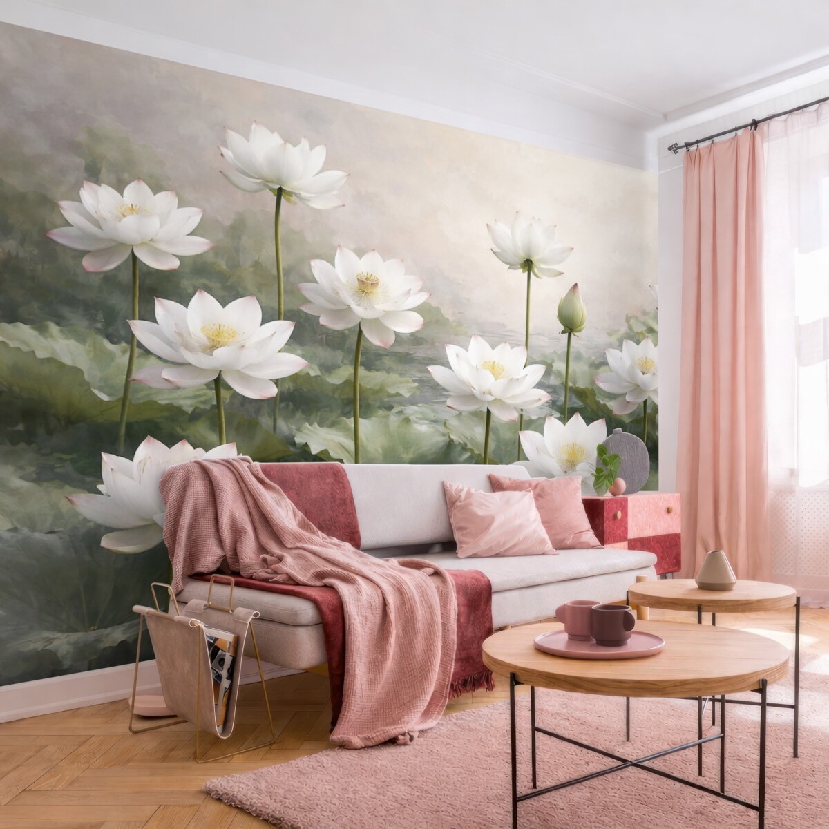 Fototapeta Jasne, subtelne kwiaty lotosu.