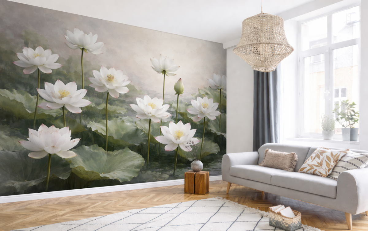 Fototapeta Jasne, subtelne kwiaty lotosu.