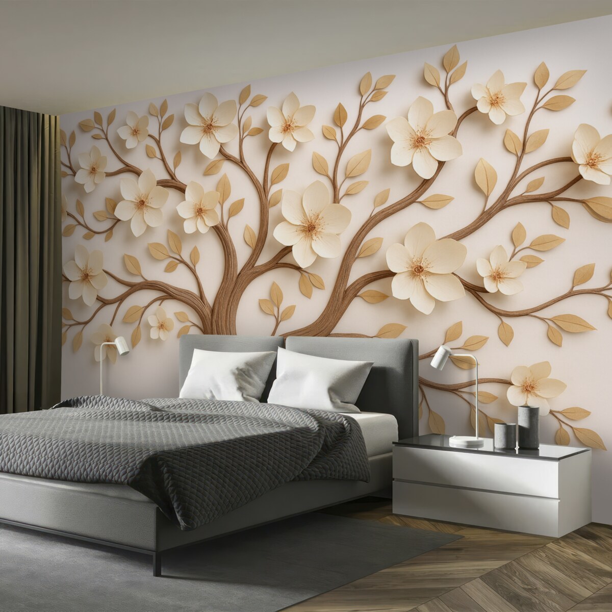 Fototapeta Drzewo z jasnymi bukietami.