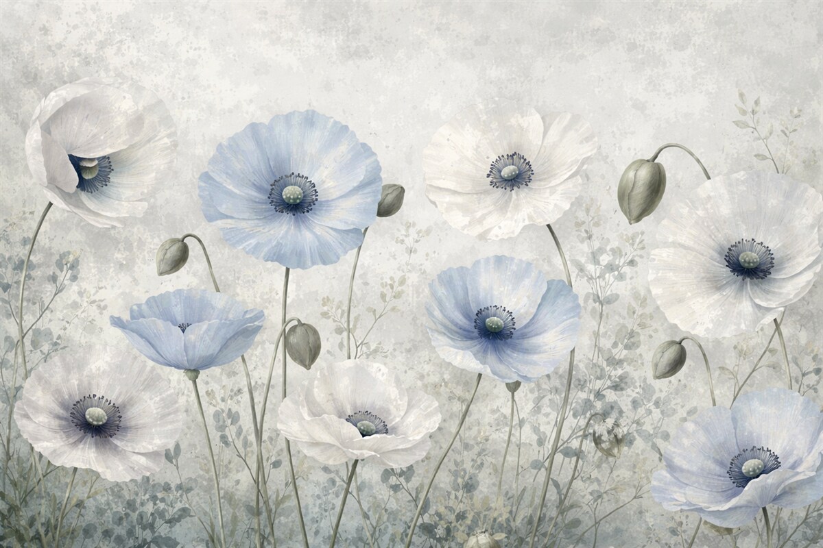 Fototapeta Niebieskie kwiaty maków.