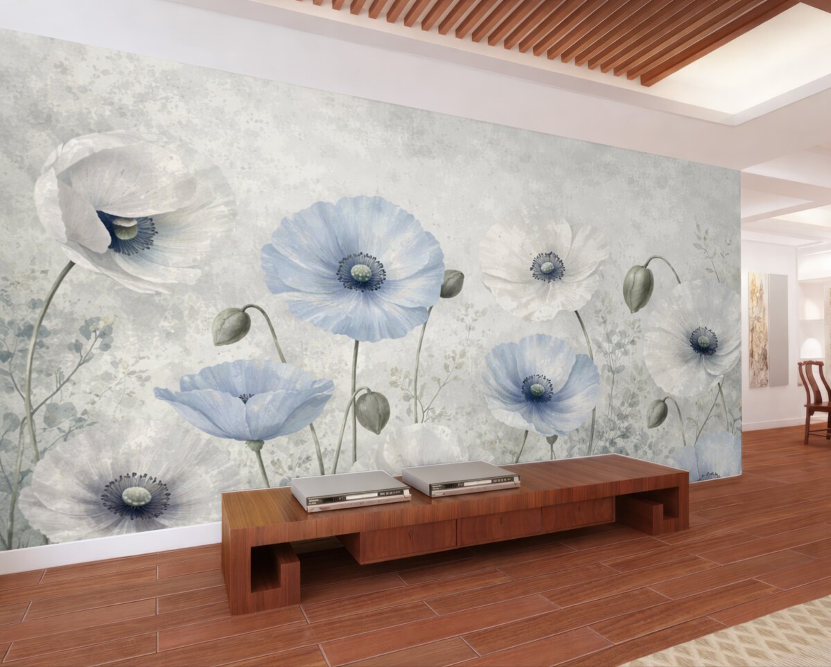 Fototapeta Niebieskie kwiaty maków.