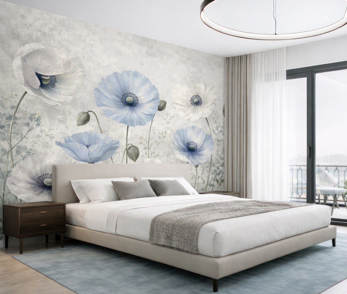 Fototapeta Niebieskie kwiaty maków.