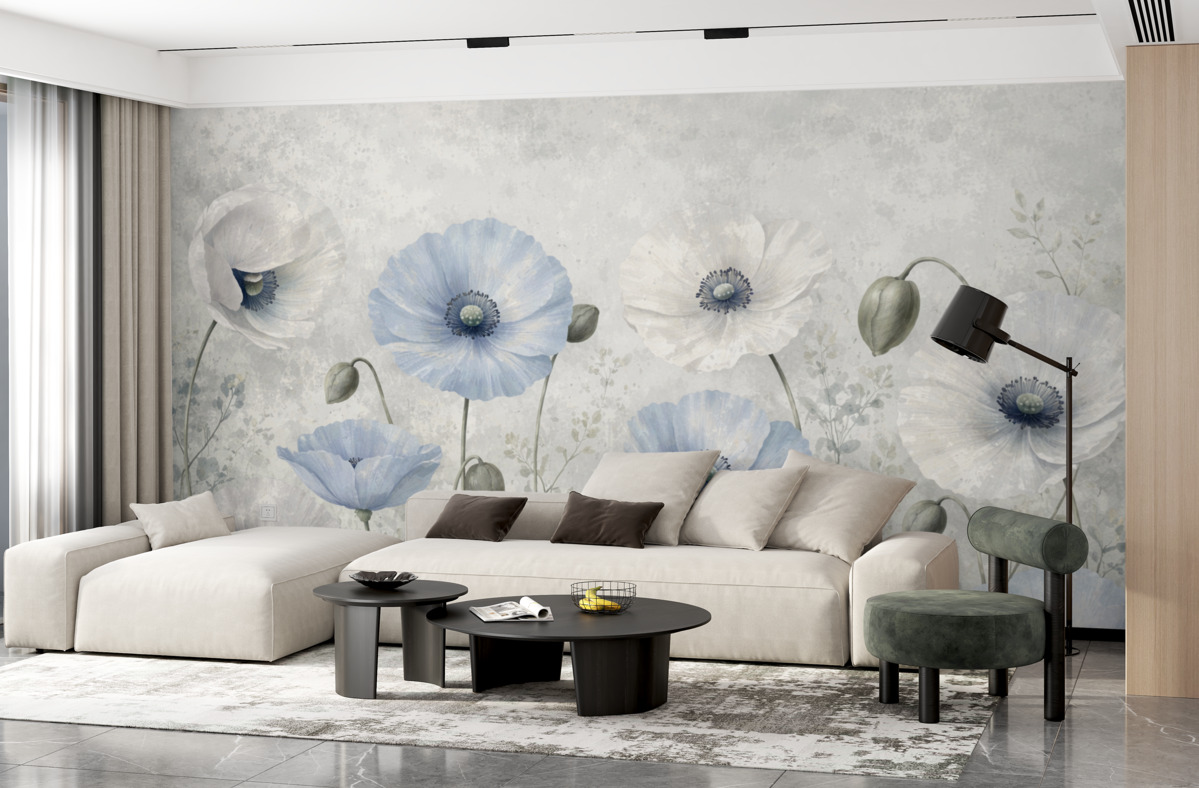 Fototapeta Niebieskie kwiaty maków.