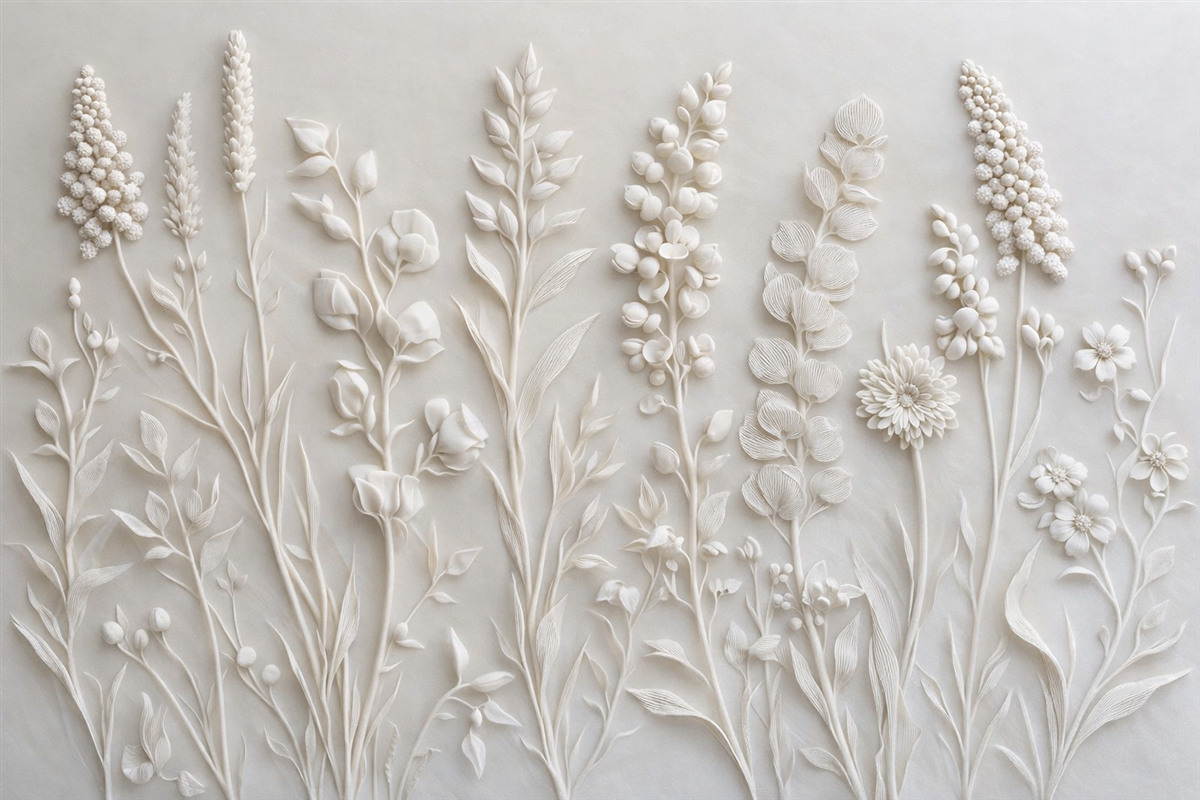 Fototapeta Stylowe kwiaty w formie sztukaterii.