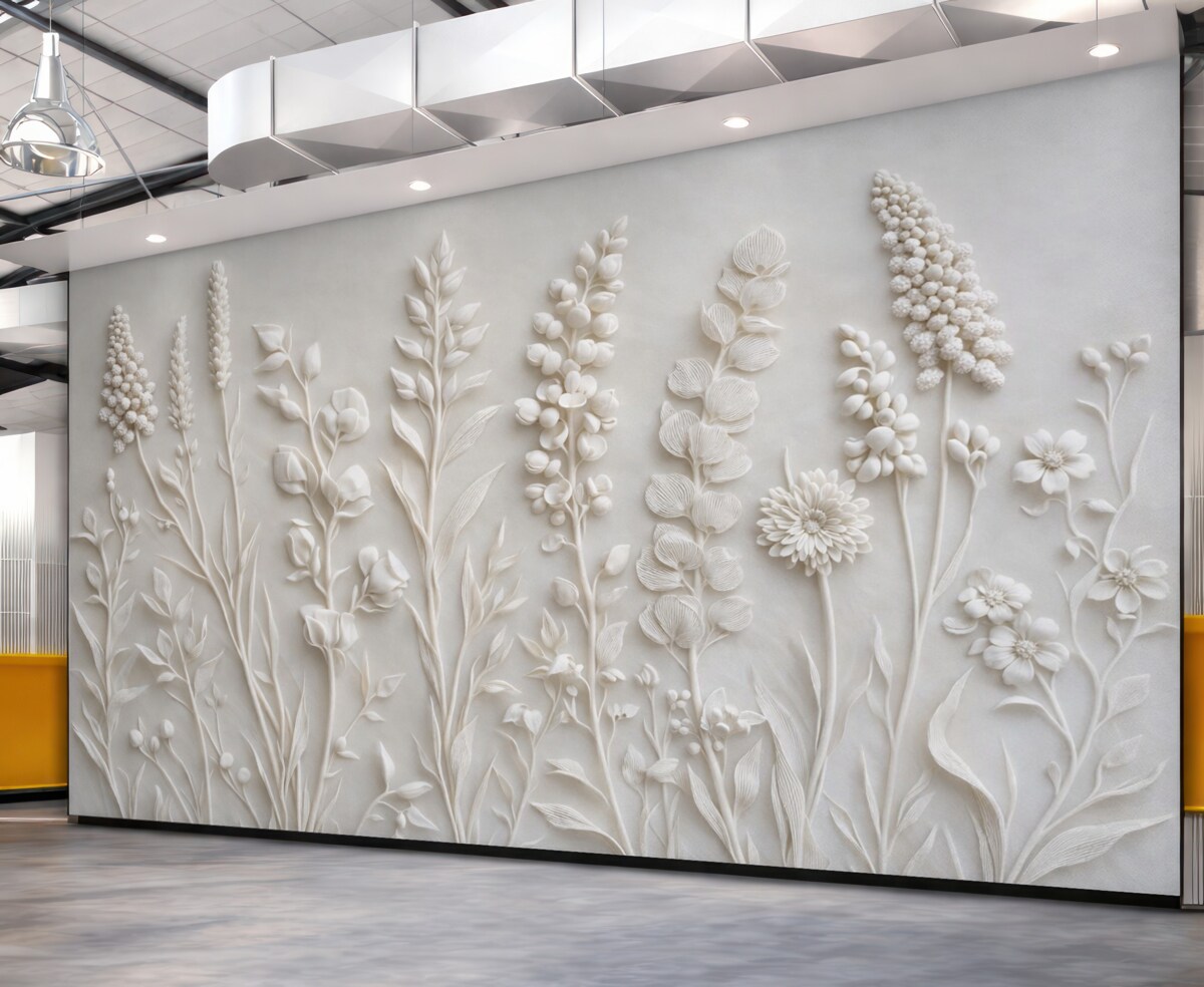 Fototapeta Stylowe kwiaty w formie sztukaterii.