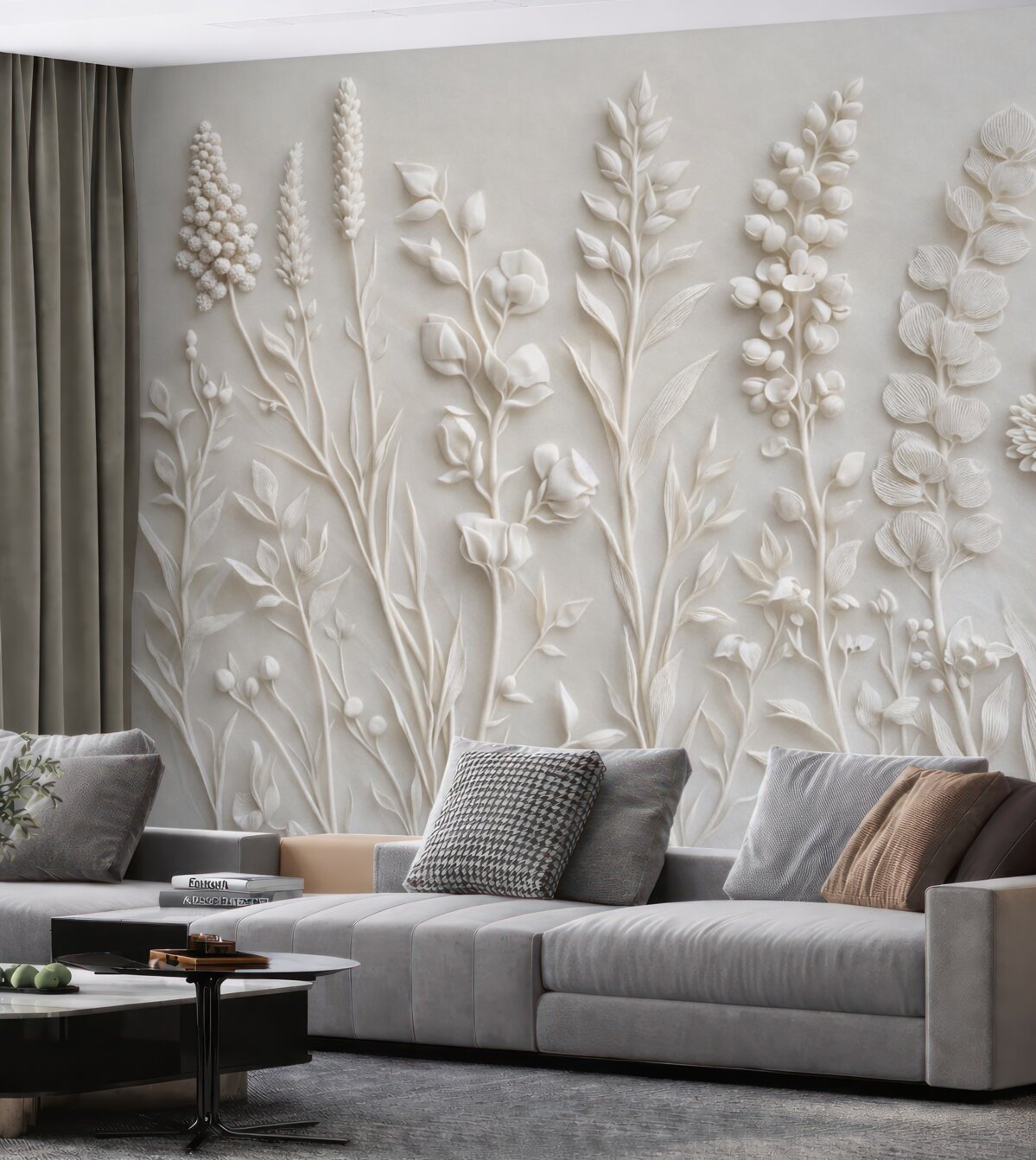 Fototapeta Stylowe kwiaty w formie sztukaterii.