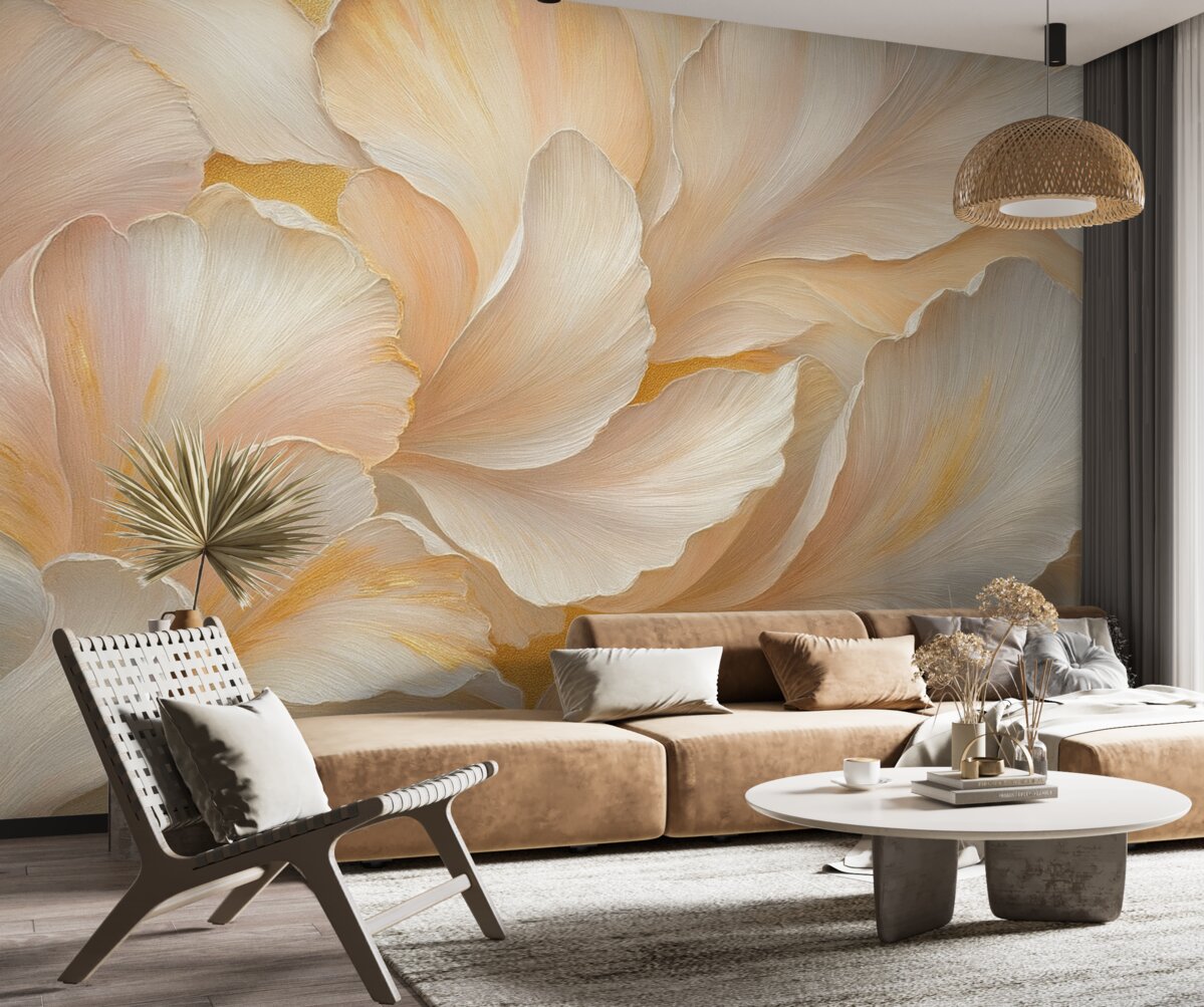 Fototapeta Rozłożyste liście roślin w subtelnych tonacjach.