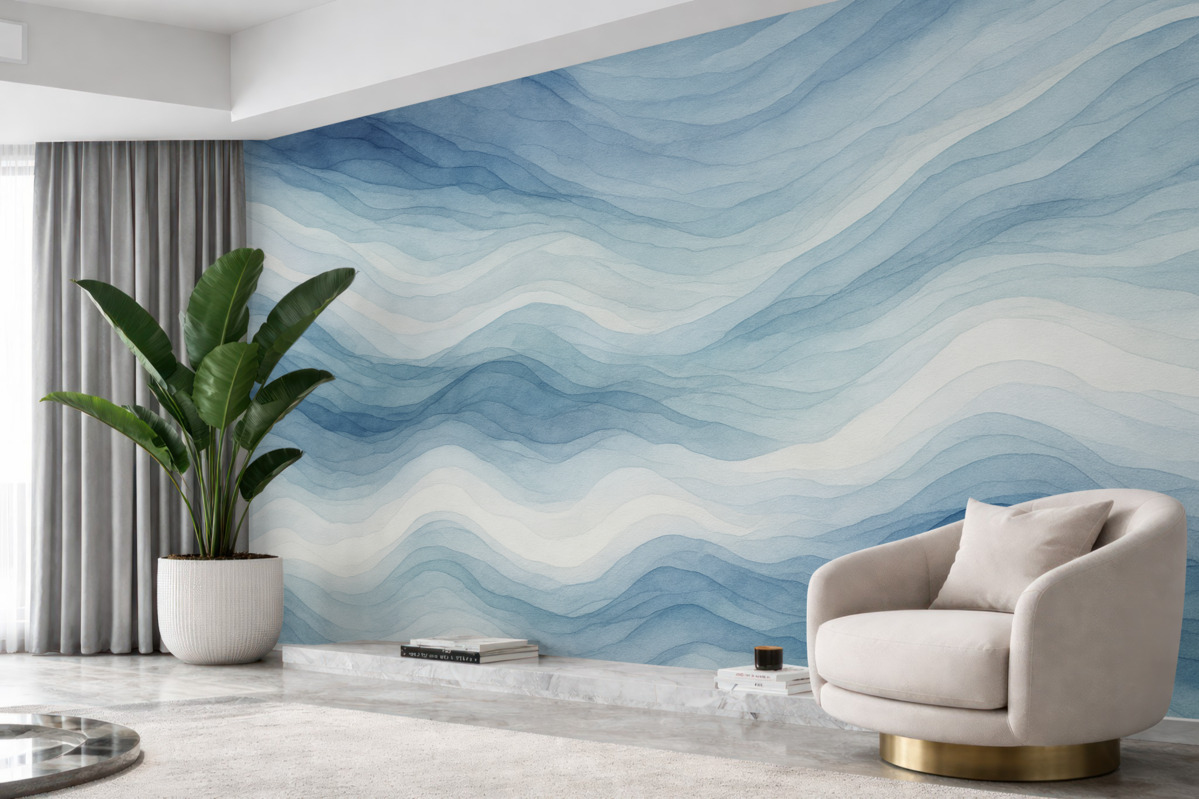 Fototapeta Lekkie niebieskie fale, abstrakcyjna forma.