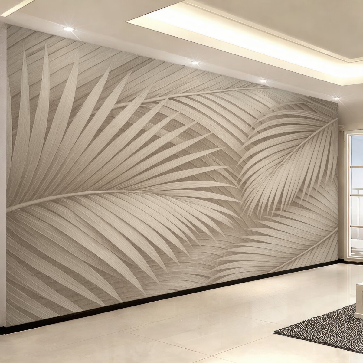 Fototapeta Abstrakcyjne liście palmowe w subtelnych tonacjach.